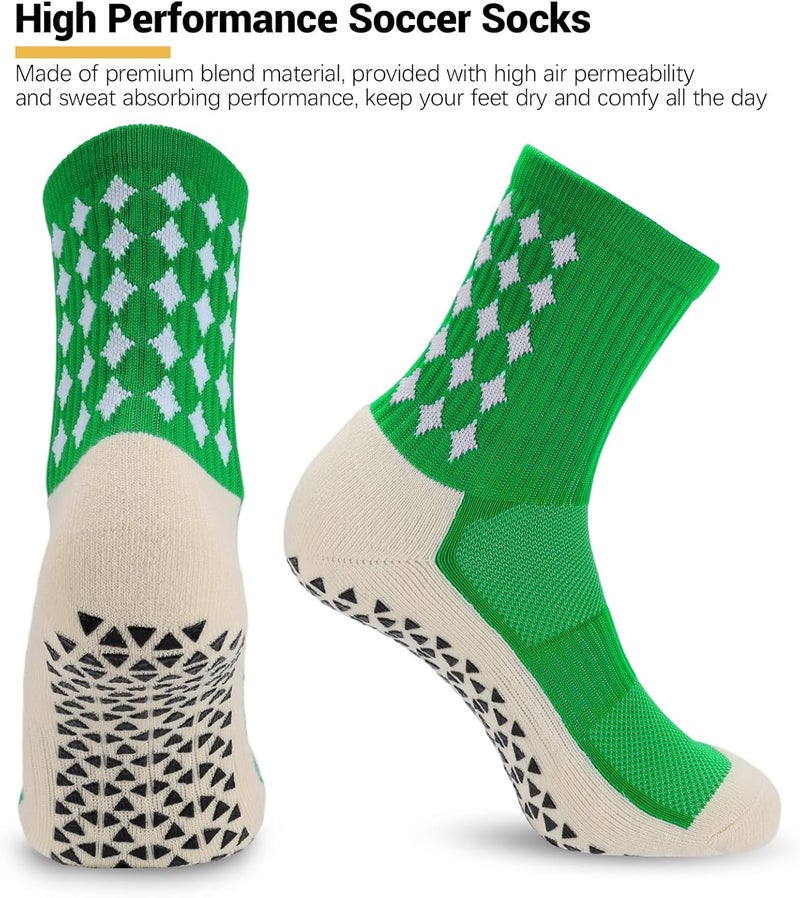 Ultrafun 5 Pairs Mens Grip Soccer Socks Non Slip Cushioned Crew Football Sports Socks - Image 4